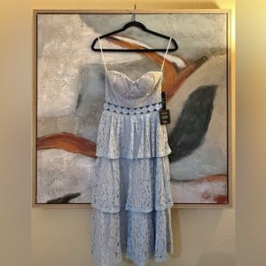 Lulus Lace Tiered Baby Blue Dress